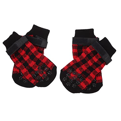 BUGUUYO 4 Stück Haustier Socken Hund Warme Socken Fußsocken Für Haustiere Socken Mit Hundegriff Wintersocken Für Hunde Hundestiefel Urlaub Welpenkostüm Kratzfest Kleidung Reine Baumwolle von BUGUUYO