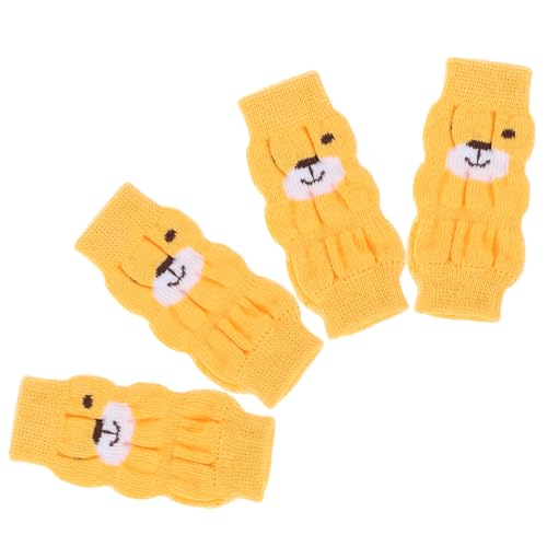 BUGUUYO 4 Stück Haustier Socken Warme Hundebeinsocken Hundefußsocke Gestrickte Beinwärmer Für Hunde Schuhhund Neon-beinwärmer Hundesachen Hundespielzeug Dackel Hundeschuhe Baumwolle Yellow von BUGUUYO