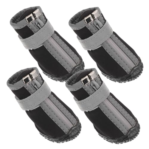 BUGUUYO 4 Stück Haustierschuhe Hundemäntel mittel Sohle, einzig, alleinig Auto Vlies Dog Shoes for small Dogs Paws pfotenschutz Hundestiefel Hundeschuhe für den Winter Gummi Black von BUGUUYO