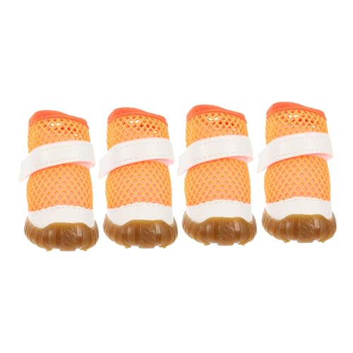 BUGUUYO 4 Stück Haustierschuhe Regenstiefel Für Hunde wasserdichte Stiefel Für Haustiere Mesh-Schuhe Für Hunde Welpenversorgung Atmungsaktive Hundeschuhe Hund Läuft Welpenschuhe PVC Orange von BUGUUYO