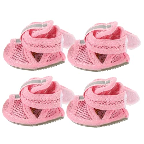 BUGUUYO 4 Stück Hundeschuhe Anti Rutsch Sandalen Für Haustiere Atmungsaktive Mesh Stiefel Rosa Größe 4 Für Mittlere Hunde Ideal Für Den Sommer Sicherer Pfotenschutz Und Komfort von BUGUUYO