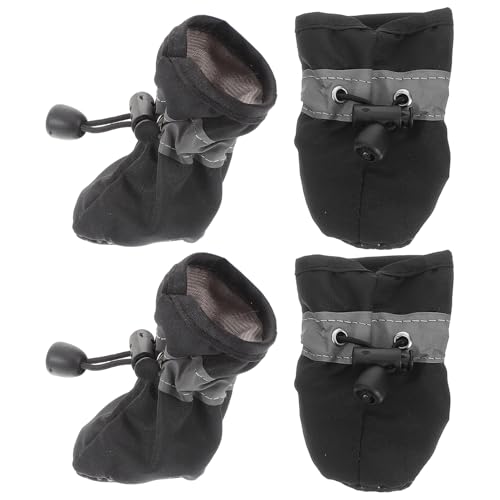 BUGUUYO 4 Stück Hundeschuhe Haustier Pfote Welpe Hundestiefel Black Stoff von BUGUUYO