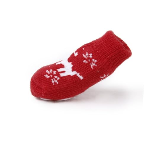 BUGUUYO rutschfeste Haustiersocken mit weihnachtlichem Rentier- aus Baumwolle für Hunde und Katzen Größe S von BUGUUYO