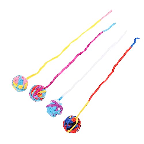 BUGUUYO 4 Stück Katzenspielzeugball Flauschige Katzenbälle Katzentraining Futter Für Katzen Pet Bälle Spielzeug Weiche Bälle Für Katzen Katzenseilbälle Polyester Katze Spielt Halteball von BUGUUYO