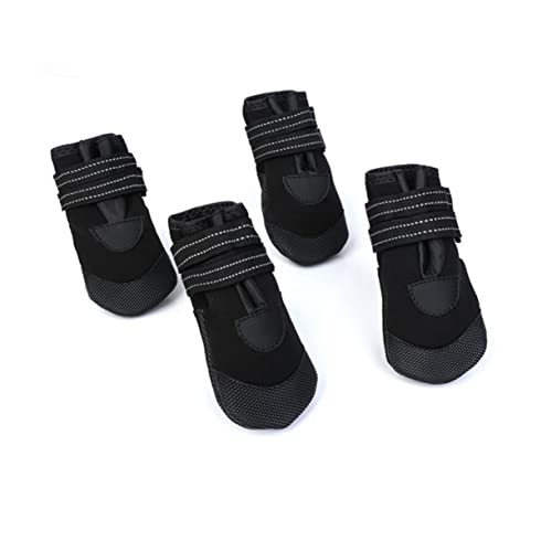 BUGUUYO 4 Stück rutschfeste Hundeschuhe wasserdichte Hundestiefel Hunde Haustiere Stiefel Warme Haustierstiefel Schwarze Stiefel Wanderschuhe Für Haustiere Schwarzer Stiefel Black von BUGUUYO