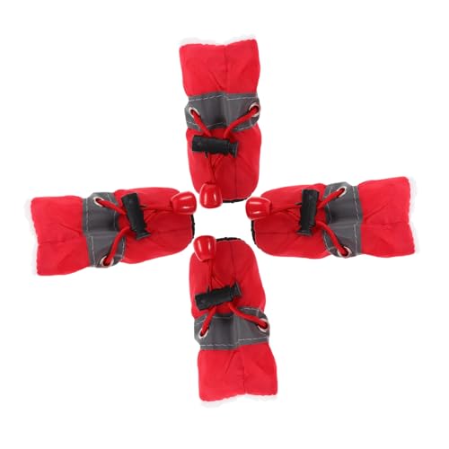 BUGUUYO 4 Stück rutschfeste Schuhe Für Haustiere Winterstiefel Für Haustiere Hundeschuhe Für Kaltes Schneestiefel Für Hunde Welpenstiefel Rot Kleinkind Schuhe Mit Weichen Sohlen Stoff von BUGUUYO