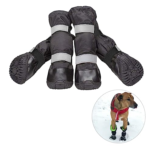 BUGUUYO 4er Set wasserdichte Hundeschuhe Größe S Anti Rutsch Stiefel Für Hunde Schützende Boots Für Schnee Und Regen Schwarze Hundeschuhe Für Optimale Pfotenpflege von BUGUUYO