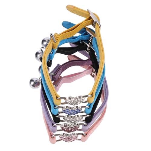 BUGUUYO 5 Stücke Hundehalsband Mit Glöckchen Verstellbares Strass Katzenhalsband Für Haustier Welpen Glockenhalsband von BUGUUYO