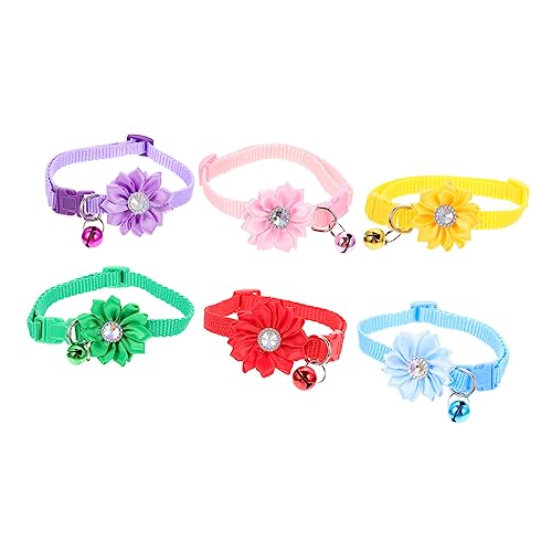 BUGUUYO 6St Blumenhalsband für Haustiere Katze Kettenhalsband für Verstellbares Haustierhalsband Blumenhalsband für Halskette für Katze Katzenhalsband mit Glocke PVC von BUGUUYO