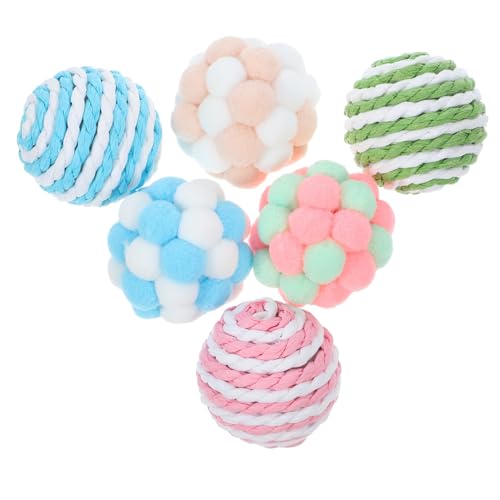 BUGUUYO 6St Bunte Glockenkugel Spielzeug für Haustiere spaß Katzenballspielzeug Katzenjagdspielzeug Plüschfigurenspielzeug Spielzeuge Bälle für Katzen Katzenspielzeug Plüsch Katze Bommel von BUGUUYO