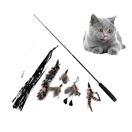 BUGUUYO 6St Katzen-Teaser Kitten Katzen katzenzubehör cat Accessories spielset Pointer Katzenspielzeug Katzenfutter Katze Zauberstab Interaktiver Spielzeugstab Black von BUGUUYO