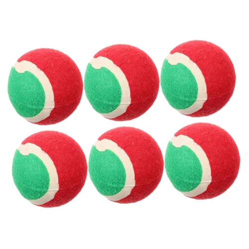 BUGUUYO 6 Stück Weihnachts-tennisbälle Für Hunde Welpen-tennisbälle Hunde-Molar-bälle Hundespielzeuge Outdoor-hundebälle Gummi-welpenbälle von BUGUUYO