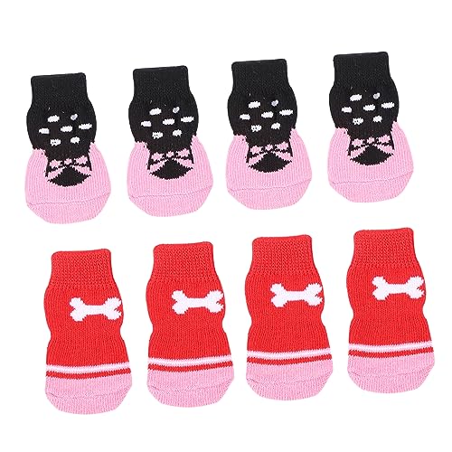 BUGUUYO 8St Haustier socken Traktionskontrolle Hundesocken Wintersocken für Hunde Socken für den Winter Dog Socks Hunde Socke rutschfeste Hundesocken weihnachtlicher Pfotenschutz Stricken von BUGUUYO