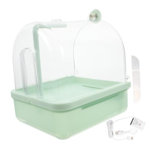 BUGUUYO Automatische Badewanne „papagei“. Vogelkäfig Wellensittichbad Papageienbarsch Vogel Heizung Große Vogeltränke Für Käfig Papageienbad Für Käfig Hängendes Vogelbad Abs Light Green von BUGUUYO