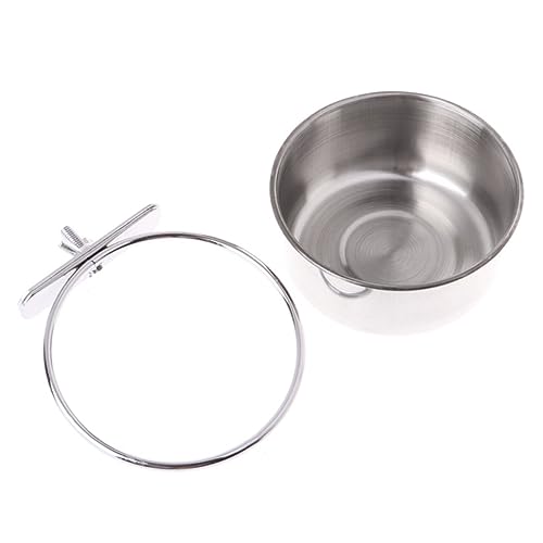 BUGUUYO Edelstahl Schüssel Durable Food Box Käfig Wasserbecken Praktische Futter Tasse Für Vögel Papagei Haustier Hund (größe M Tasse Rand 12cm) von BUGUUYO