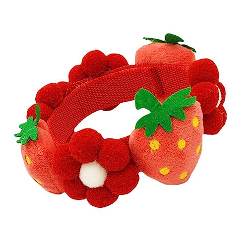 BUGUUYO Erdbeerblütenartikel Katze-Hund- Leuchtendes Hundehalsband Matte Für Hunde Plüsch Welpe Rosa Hundehalsband Für Hunde Haustier Weihnachtskatzenhalsband Rot Baumwolle von BUGUUYO