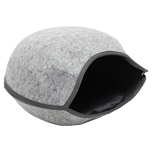 BUGUUYO Fischmaulfilz-Katzenstreu Katzenhöhle katzenbett katzenkorb Katzenhaus aus Filz Katzenkäfig Haustiere katzenmatte Indoor-Welpenhaus Atmungsaktives Katzennest Filzstoff Light Grey von BUGUUYO