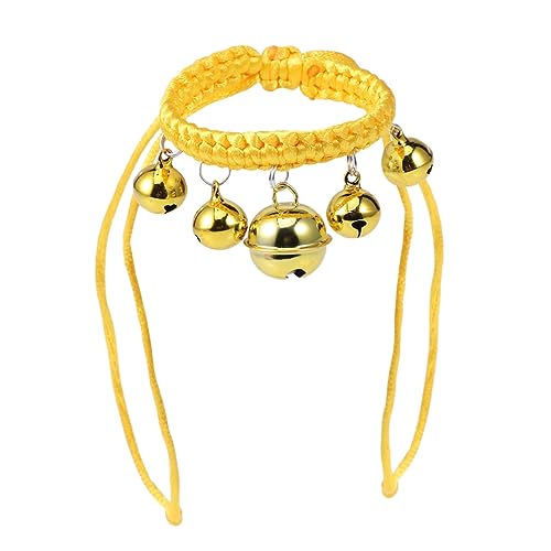 BUGUUYO Halsring für Haustiere Trompetenhalskette Katzenhalsband Haustier Hundehalsband Verstellbarer Kragen Hunde hundekragen gilbe Glockenkragen handgewebte Halskette Yellow von BUGUUYO