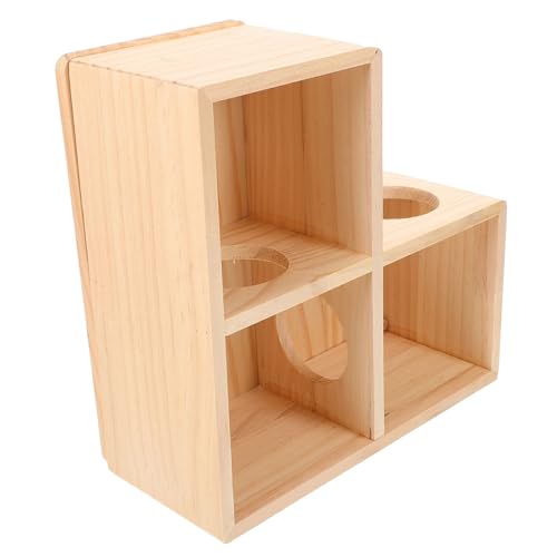 BUGUUYO Hamster-Spielzeug Hamster Versteck Hamster Käfig Holz Spielzeug Hamster Spieltunnel Hamster Spielhaus holzhaus spielzeuge spielsachen Hamsterhütte Hamsterversteck Massivholz Beige von BUGUUYO