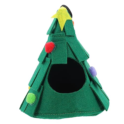 BUGUUYO Hamster-weihnachtsnest Meerschweinchen Spielzeug Hasenhöhle Bett Kleintierhängematte Weihnachtshamsterbett Hängendes Hamsternest Weihnachtsbaum-haustierhaus Green Filzstoff von BUGUUYO