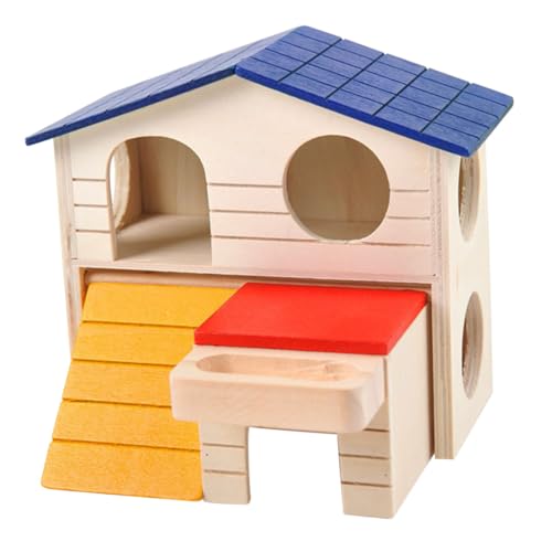 BUGUUYO Hamsterhaus Rattenhängematte Kaninchen Meerschweinchen-Hängematte mit Ständer Wurf nagerhaus kleintierhaus spielzeuge Haustierzimmer aus Holz kleines Haustiernest hölzern von BUGUUYO