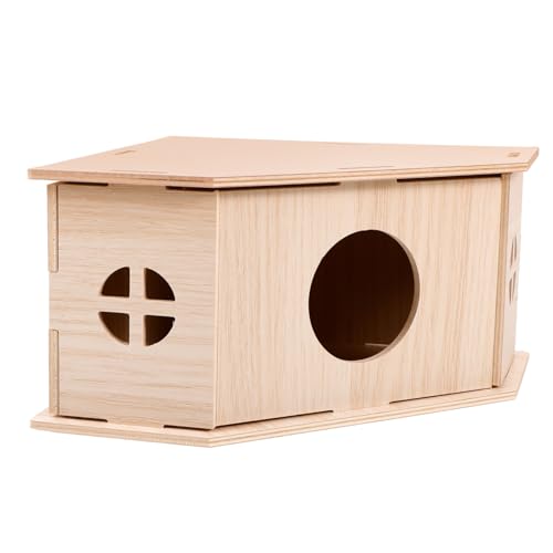 BUGUUYO Hamsterhütte hamsterhaus nager Hamster Schlafplatz Holz Hamster Schlafhaus Nager Holzhaus Frettchen Schildkröte Rattenversteck aus Holz dekoratives Rattenversteck hölzern von BUGUUYO