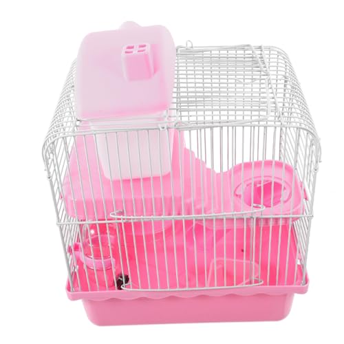 BUGUUYO Hamsterkäfig Coop Käfige Hamsterbettwäsche Rennmaus Rattenfalle Zwinger Hund Nagetier Meerschweinchen Schloss Meerschweinchenkäfig Haustier Laufstall Tierkäfig Zaun Eisendraht Rosa von BUGUUYO