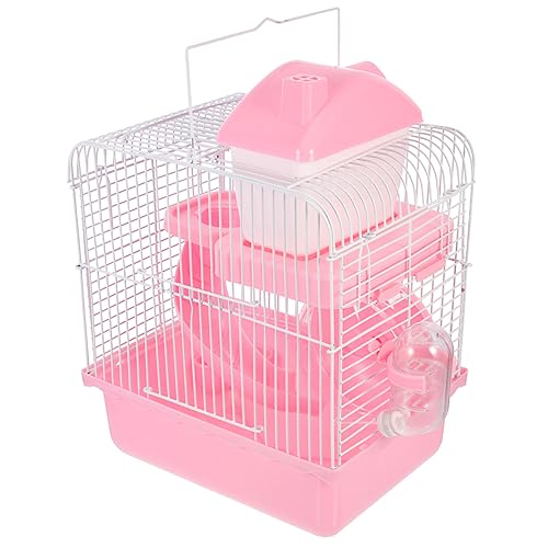 BUGUUYO Hamsterkäfig Hamster käfig Hamster cage nagerhaus kleintierhaus Hamsterburg Rattenzimmer Doppelschichtiger Rattenkäfig Spielzeug Chinchillakäfig Haustierzimmer Eisen Rosa von BUGUUYO