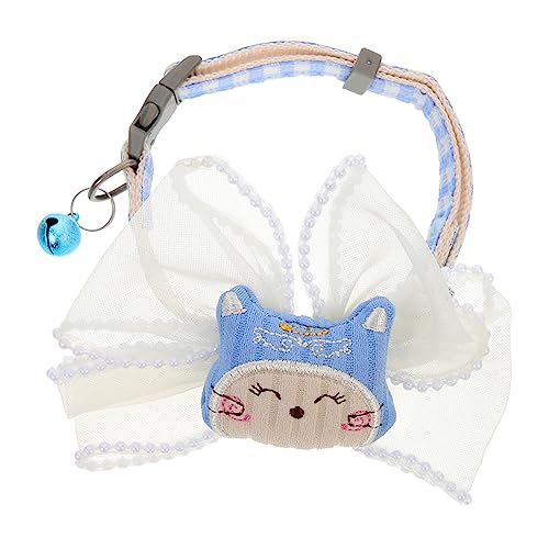 BUGUUYO Haustier Halskette Katzenkrawatte Abbrechbares Katzenhalsband Kätzchen-Kragen Katzenhalsband Aus Gurtband Halloween-katzenhalsband Katzenzubehör Bogen Katzen-Outfits Polyester Blue von BUGUUYO