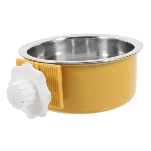 BUGUUYO Haustier Hund Schüssel Hängende Welpenschüssel Futternapf Für Kaninchen Schüsseln Für Hundekisten Wassernapf Für Kaninchen Wasserspender Für Hunde Hundenapf Yellow Rostfreier Stahl von BUGUUYO