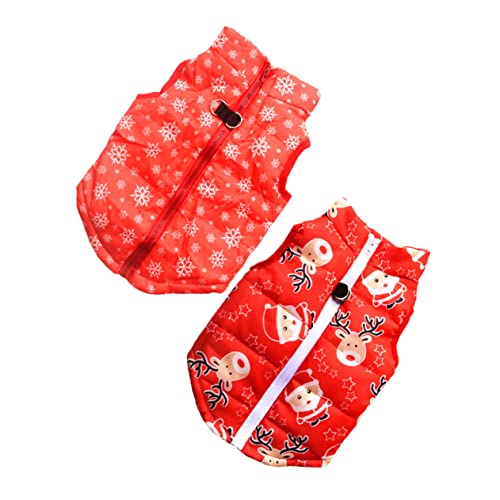 BUGUUYO Haustier-Welpen-Baumwolljacke Welpen-Weihnachtskostüm Weihnachtskatzenpyjama Hunde-Hoodie Winterjacke für Hunde hundewintermantel Hunde-Outfit Heimtierbedarf Polyester-Material rot von BUGUUYO