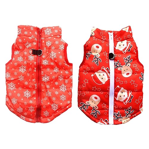 BUGUUYO Haustier-welpen-Baumwolljacke Fleeceweste Für Hunde Neues Jahr Hundeoutfit Hundeweihnachtspullover Warmer Hundepullover Weihnachtshundebekleidung Hundemäntel Polyester-Material Rot von BUGUUYO