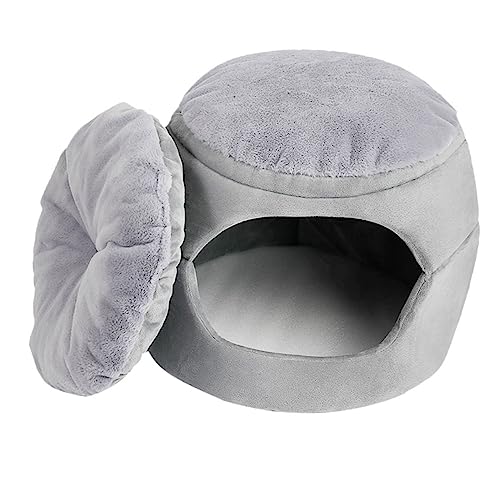 BUGUUYO Haustierbett pet Bed petbett katzenhaus Hunde Liege Katzen bettchen katzenbett Hundeschlafnest Katzennest Haustiere Winternester Nesthaus für Haustiere Perlenbaumwolle Light Grey von BUGUUYO