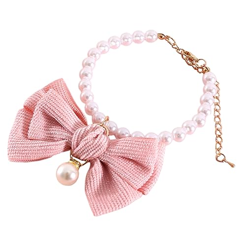 BUGUUYO Haustierhalsband pet Supplies hundekragen Perlenhalsband Bowtie katzenhalsbänder Bogen Kauer schönes Hundehalsband exquisites Hundehalsband schönes Katzenhalsband Polyester Rosa von BUGUUYO