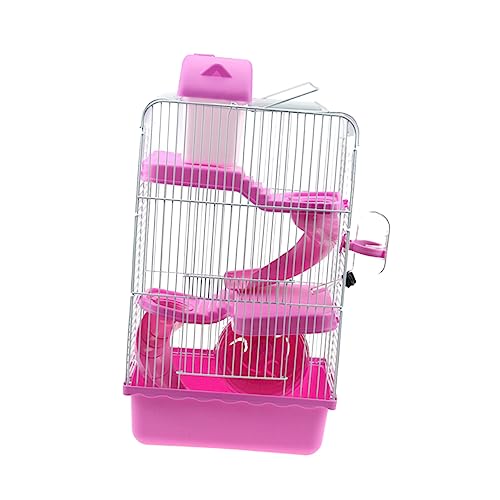 BUGUUYO Luxus 21x27x45cm Hamster Villa Käfig Tragbare Tier Lebensraum Dicht Wasserkrug Rosa von BUGUUYO