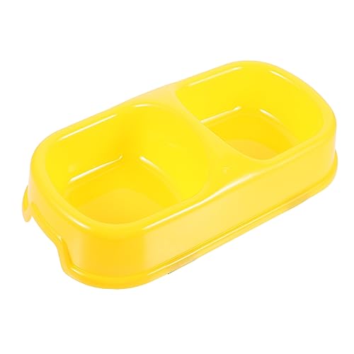 BUGUUYO Haustiernapf pet Supplies pet Bowl katzenschalen hundeschale dogbowl Schüsseln Doppelter Hundenapf breiter Katzennapf Hund wassernapf Haustierfutterhalter Plastik Yellow von BUGUUYO