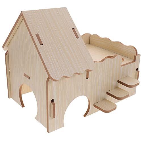 BUGUUYO Holzhaus Hamster Spielzeug hamsterspielzeug hamsterkäfig Hamster Käfig Zubehör Rabbit House Hamster verstecken Hamsterzelt Igel Spielzeug Hamsterhaus Meerschweinchen-Hängematte von BUGUUYO