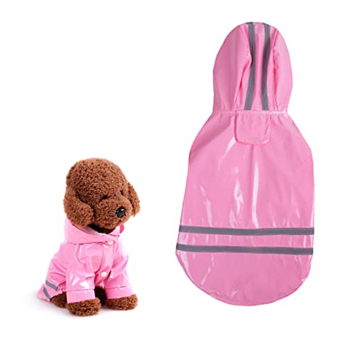 BUGUUYO Haustier Regen Slicker große hundekleidung Regenjacke für Welpen Kleider Regenmantel für Haustiere Regenjacke für Haustiere reflektierend Jacke mit Hut Rosa von BUGUUYO