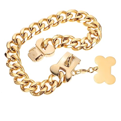 BUGUUYO Hundeleine hundeanhänger hundegeschenk hundekragen Hundeschmuck hundehalskette Hund Seil Halsband Kettenhalskette für zartes Hundehalsband Haustier-Anhänger Stahl Golden von BUGUUYO