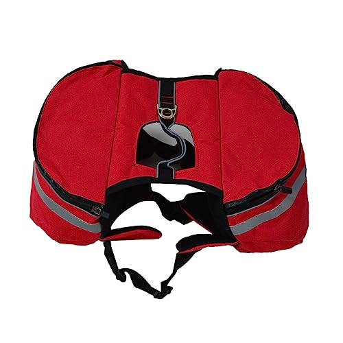 BUGUUYO Hunderucksack Dog Backpack hunderucksäcke hundewarnweste Verstellbare Hundegeschirre Transportbox für Haustiere Hundeauto Welpe Camping Rucksack für Hunde Hund satteltasche rot von BUGUUYO