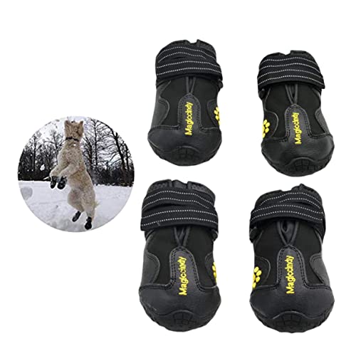 BUGUUYO Hundeschuhe Für Den Winter wasserdichte rutschfeste Hundestiefel Für Kleine Und Mittelgroße Hunde Größe 6 Warmer Pfotenschutz Für Schnee Und Kalte Tage von BUGUUYO