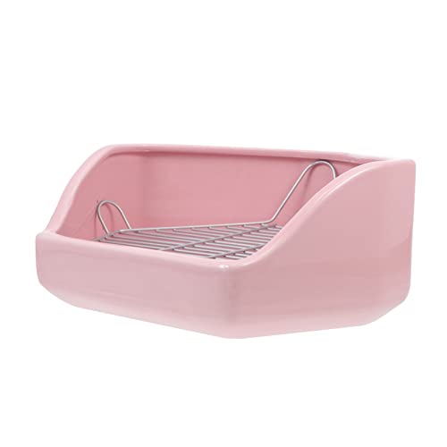 BUGUUYO Kaninchentoilette Hamster klo kaninchenklo Hasen WC Haustier-Toiletten-Töpfchen-Trainer Haustier-Trainingstoilette Kleine Haustiertoilette Kaninchen benutzen Toilette Keramik Rosa von BUGUUYO