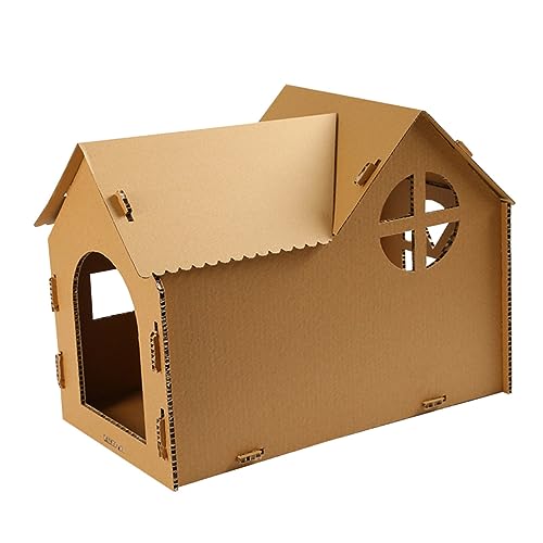 BUGUUYO Katzenhaus katzenhöhle katzenmöbel Katzen Accessoires cat Spielzeug Katzen spielsachen Katze Katzenminze Spielzeug Katze spielt Karton Katzenkratzbrett Wellpapier Light Brown von BUGUUYO