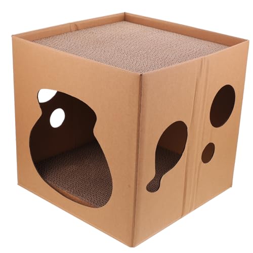 BUGUUYO Katzenkratzbrett Katzenhaus Horizontaler Katzenkratzer Katzenversteck Aus Pappe Katzenbett Aus Pappe Katzencamper Kratzspielzeug Für Katzen Katzenkratzhaus Aus Pappe Wellpapier von BUGUUYO