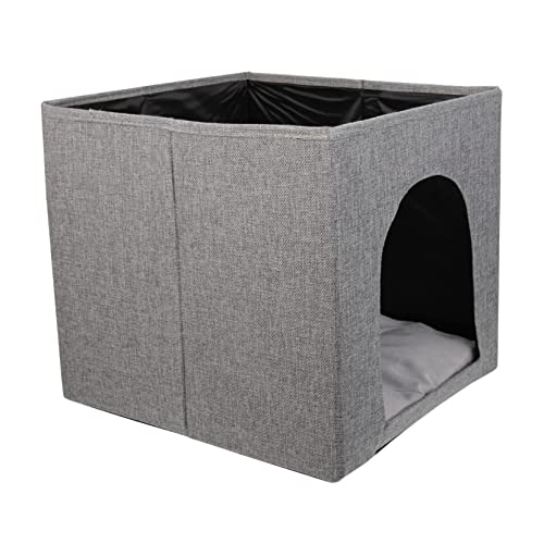 BUGUUYO Katzennest Katze Eigentumswohnung Katzenhaus im Freien Katzenbett Tunnelbett für Katzen Katzentür haustierzelt pet Bed Kratzfestes Katzenhaus bequemes Katzenhaus Leinen- Grey von BUGUUYO