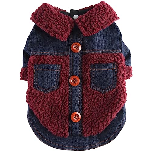 BUGUUYO Kleidung Für Haustiere Denim-hundepyjama Warmhaltende Hundebekleidung Jeansjacke Für Hunde Felljacke Für Hunde Welpenmantel Abriebfeste Hundejacke Behaart Polyester Winterkleidung von BUGUUYO