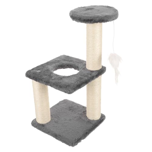 BUGUUYO Klettergerüst für Katzen Katzentunnel für Wohnungskatzen Leiter für Katzen Katzenpost katzenkratzbaum katzenturm Kätzchen Kratzbaum wiederverwendbarer Katzenkratzer MDF Light Grey von BUGUUYO