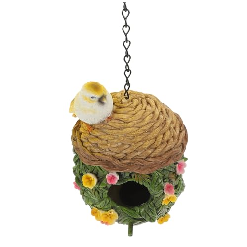 BUGUUYO Vogelhäuschen aus Kunstharz Ornament für Papageien Nistkasten warmes Nest für Vögel Gartendekoration Vogelnest für den Hof von BUGUUYO