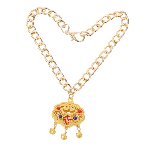 BUGUUYO Pet Metall Lock -Anhänger Haustier Halskette Haustier Schmuck Haustier Langlebiges Haustieraccessoire Chinesische Haustierkette Schlosskette für Frauen Pendellanz Golden von BUGUUYO