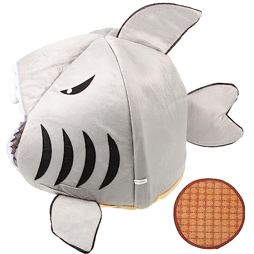 BUGUUYO Pet Shark Den Atmungsaktives Katzenbett Katzenzwingerbett Sommerkatzenbett Katzenschlafbett Warmes Katzenbett Abnehmbares Katzenbett Welpenhausbett Haustierbett Linter von BUGUUYO